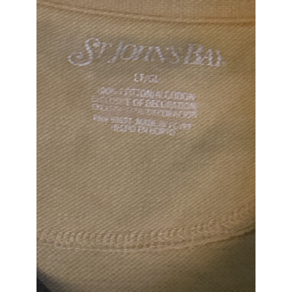 St Johns Bay Mens Yellow Short Sleeve Pocket T-Shirt Size Large 100% Cotton Tee - Picture 2 of 2